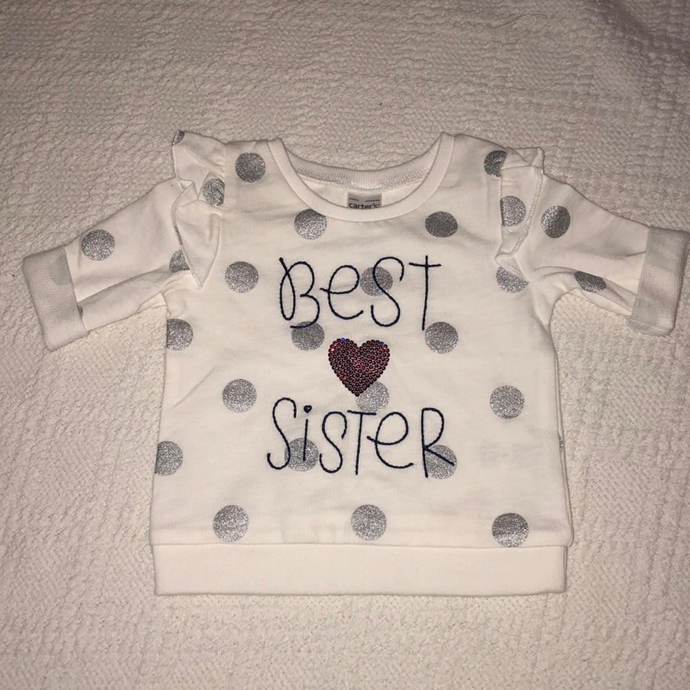 Best Sister polka dot tee 3 months